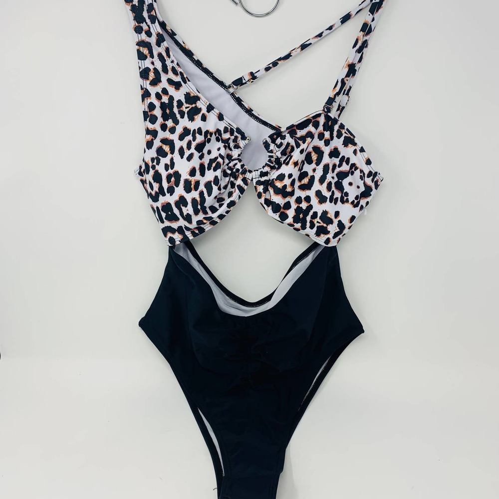 Women's Animal Print High Waisted One Piece Swimwear Beachwear Size Med